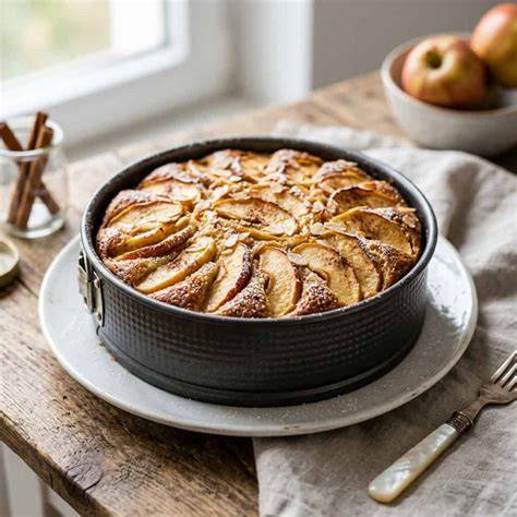 Apfelkuchen nach dem Auftauen auf dem Tisch