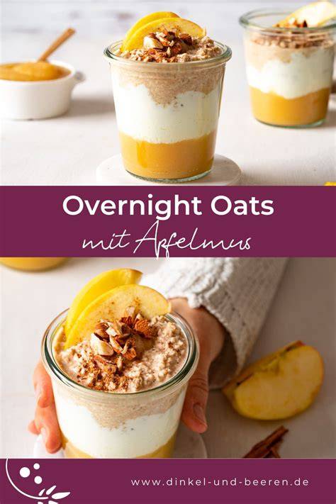 Apfelmus, Overnight Oats und Bratapfel als Frühstückskombination