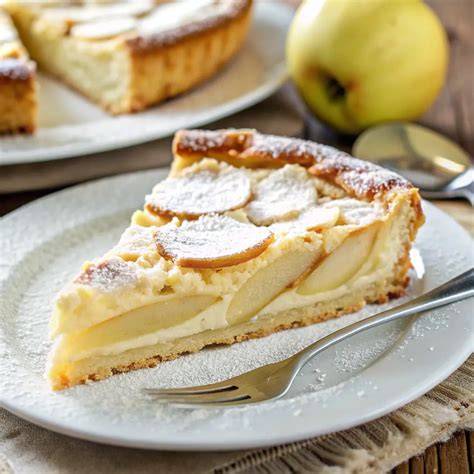 Apfelmus-Schmand-Kuchen angeschnitten