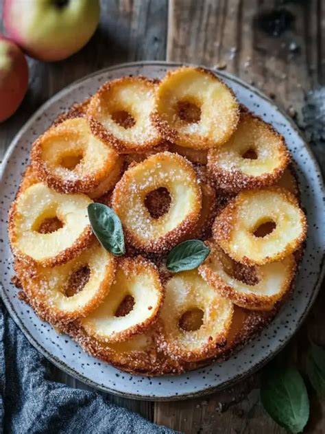 Apfelringe auf Blechkuchen