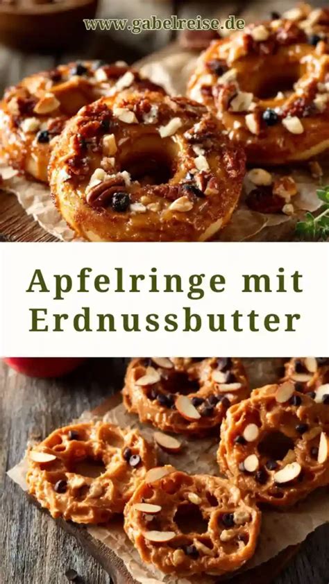 Apfelringe mit Erdnussbutter als Snack-Infografik (Zutaten, Schritte, Variationen)