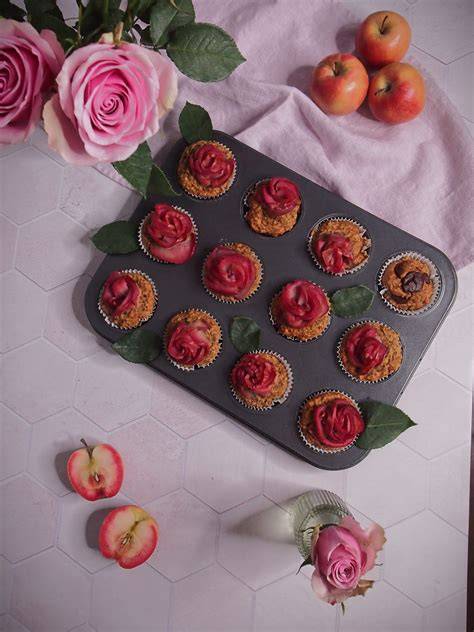 Apfelrosen Muffins ohne Zucker