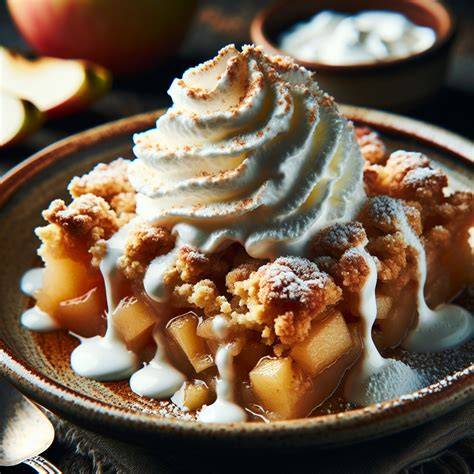 Appeltaart auf Teller mit Slagroom (Schlagsahne)
