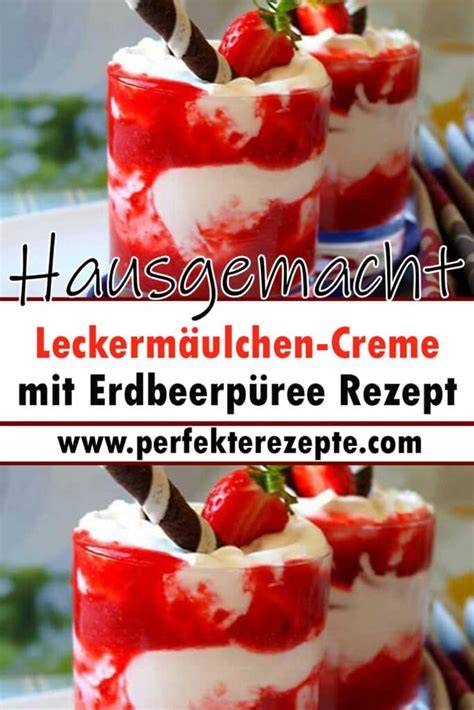 Aranca-Sekt-Creme mit Erdbeerpüree-Schicht