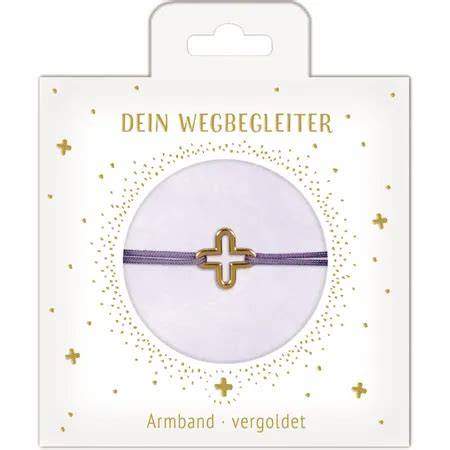 Armband mit vergoldetem Kreuzanhänger im Geschenkkuvert