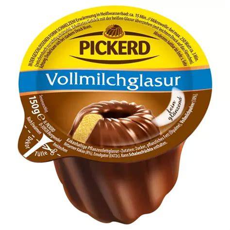 Assortiment Pickerd Glasuren: Edelbitter, Vollmilch, Zitrone, Haselnuss
