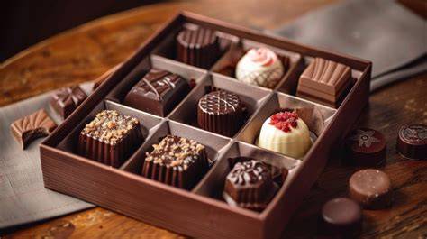 Assortment of Belgian pralines in elegant box