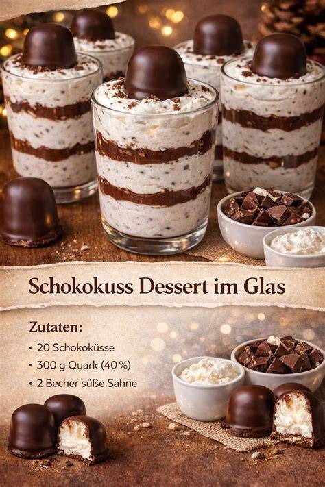 Aufbewahrung von Schokokuss-Dessert im Einmachglas