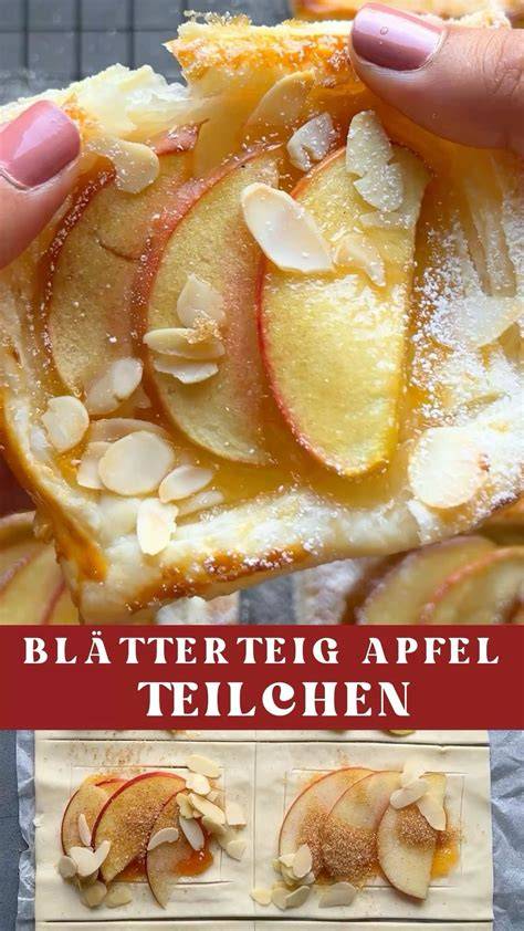 Aufgegangener Blätterteig um einen Apfel - Teigpaket vorm Backen