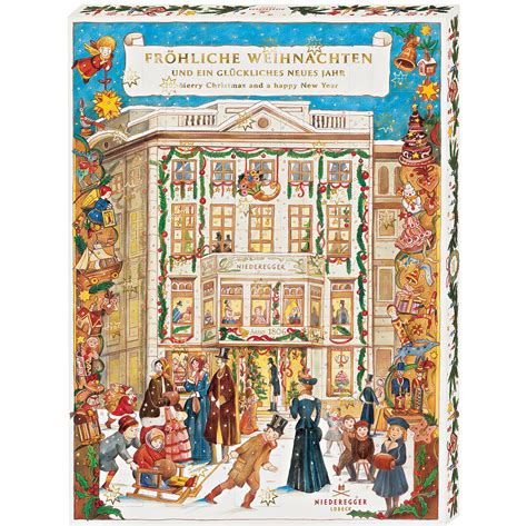 Aufgerissener Niederegger Adventskalender: Großzügig befüllte Türchen