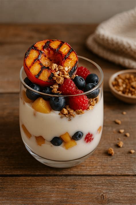 Aufgeschäumter Joghurt mit Fruchtspießen