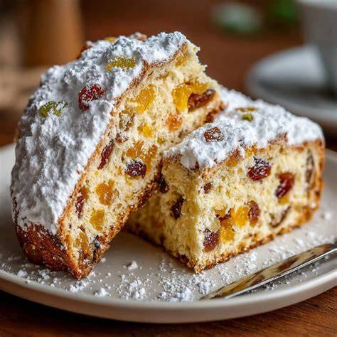 Aufgeschnittene Aïda-Torte mit Mandeln und Früchten