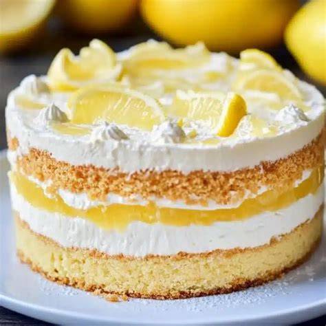 Aufgeschnittene Zitronentorte mit Lemon Curd und Zitronenzesten