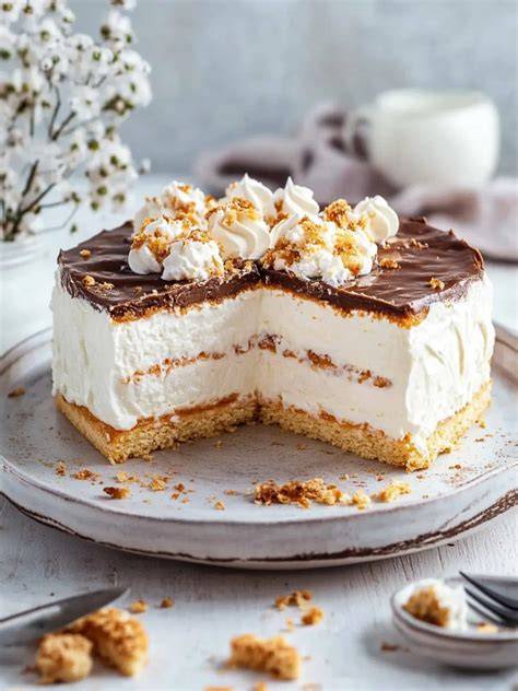 Aufgeschnittener Butterkeks Milchmädchen Schichtkuchen auf Teller