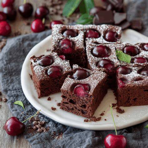 Aufgeschnittener Schoko-Kirsch-Kuchen auf Kuchengitter