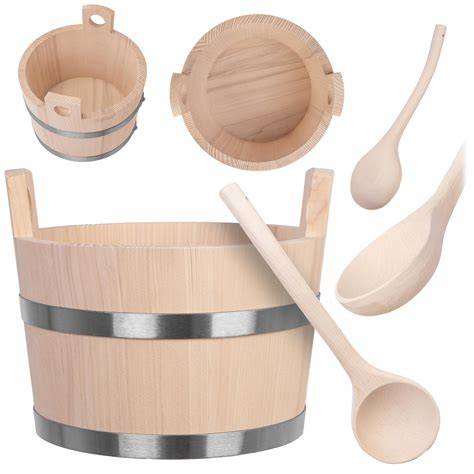Aufgusszubehör: Saunakelle, Eimer, Massagehandschuh