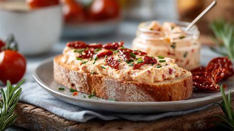 Aufstrich auf Brot mit Grapefruit-Filets dekoriert