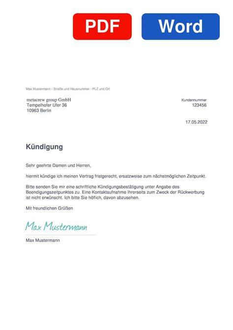 Ausgefülltes Widerrufsformular für die Kündigung Lindt Chocoladen Club