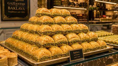 Auslage mit Baklava und Torten