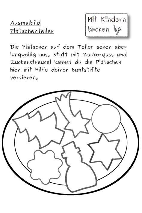 Ausmalbild Plätzchenteller mit Weihnachtsmotiven