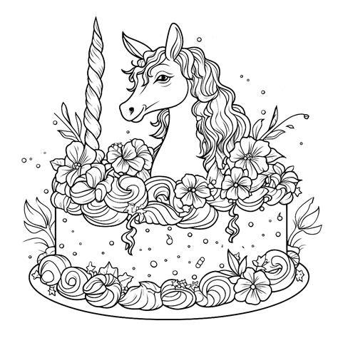 Ausmalbild Torte Einhorn Motiv Vorlage - Detaillierte Motivbeschreibung