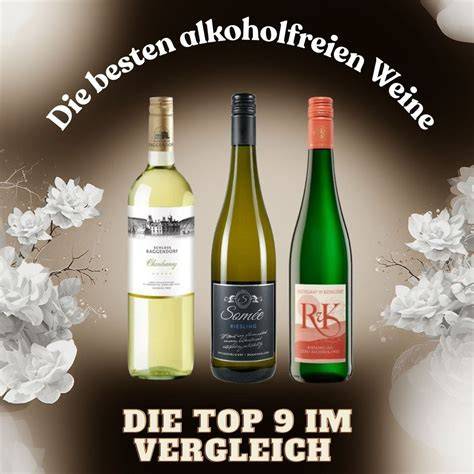Auswahl alkoholfreier Sekte im Vergleich mit Flaschenbilden