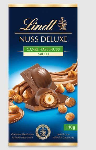 Auswahl an Lindt-Sorten: Vollmilch, Feinherb, Weiß, Nuss