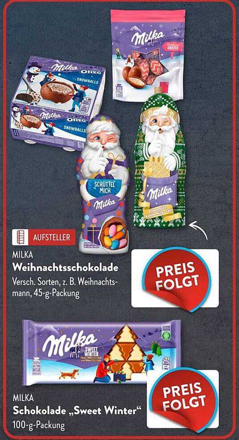 Auswahl an Milka Produkten und saisonale Geschenkideen