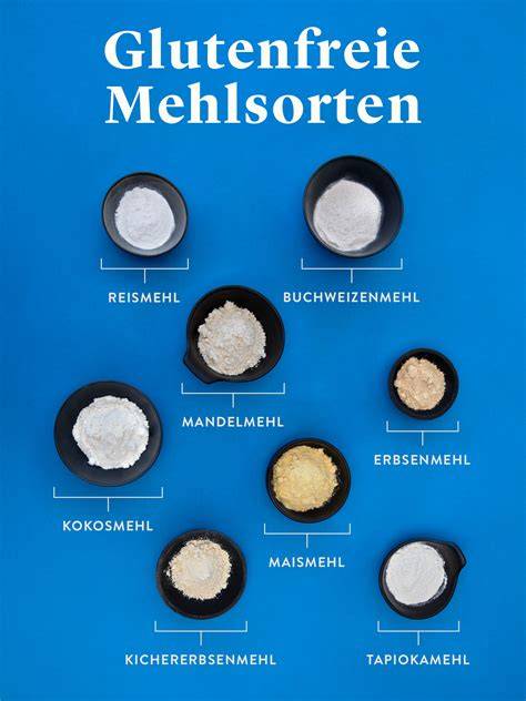 Auswahl glutenfreier Mehlsorten und Backspezialitäten