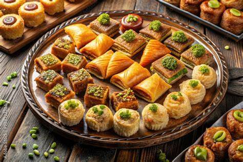 Auswahl traditioneller libanesischer Desserts (z. B. Maamoul, Baklava, Knafeh)