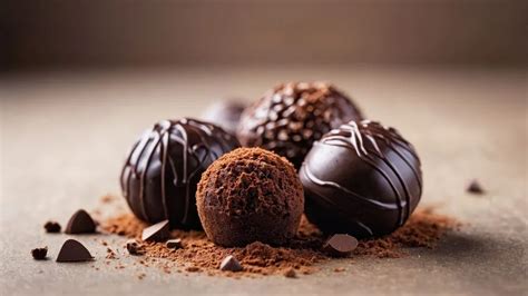 Auswahl verschiedener Pralinen und Trüffel mit Zutaten