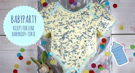 Baby-Body Torte mit blauer Dekoration