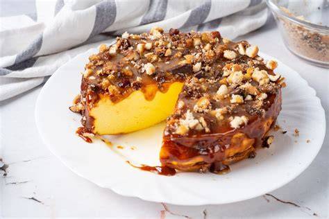 Back-to-front Baked Cheesecake mit Honig-Salzkaramell