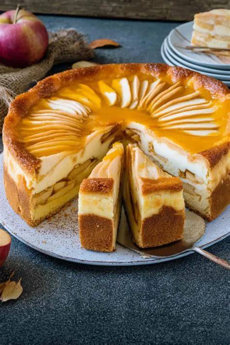 Backtemperaturen und Garzeiten als Infografik: Apfel Schmand Kuchen