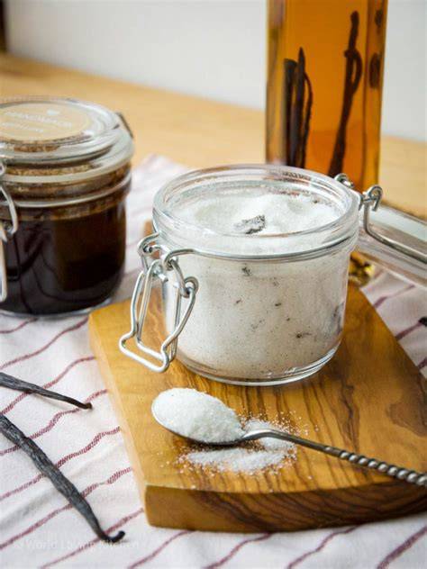Backwaren und Desserts mit selbstgemachtem Vanillezucker
