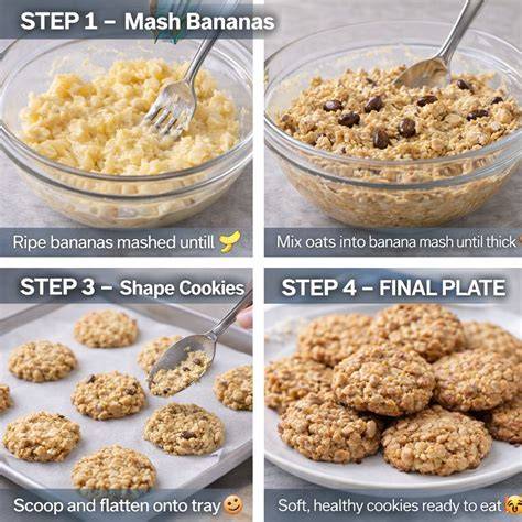 Banana oats cookies on a baking tray (thematic)