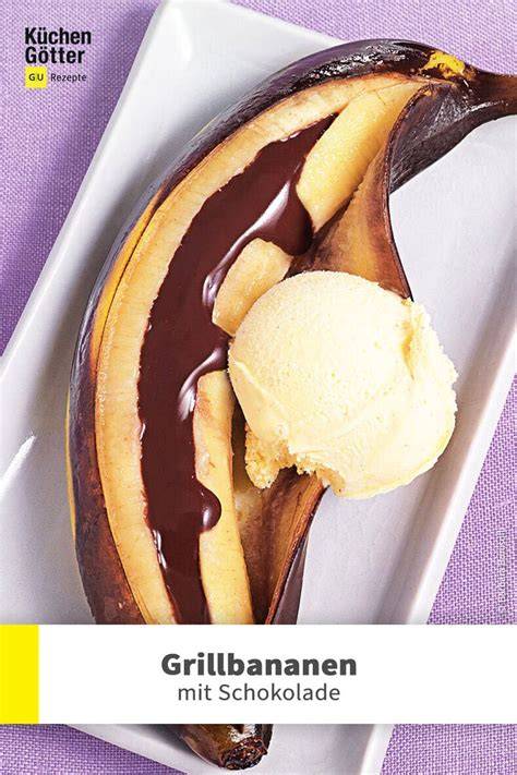 Banane mit geschmolzener Schokolade nach dem Grillen