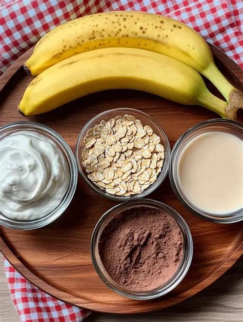 Banane und Haferflocken auf Holzbrett