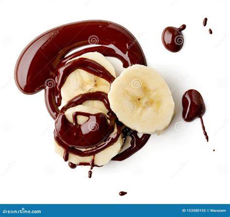 Bananen und geschmolzene Schokolade auf Arbeitsfläche