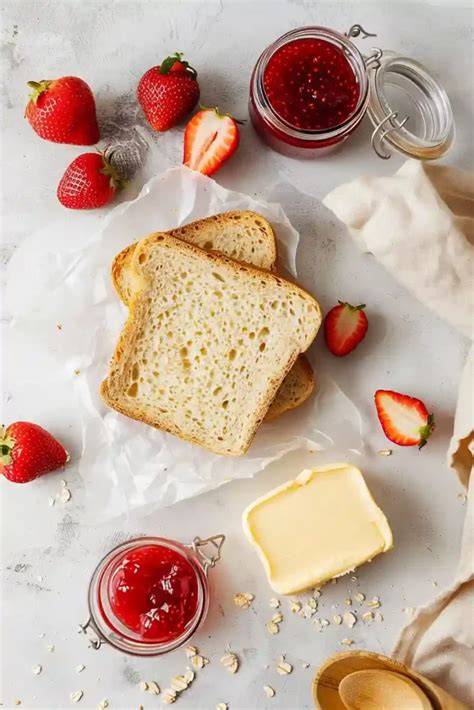 Bananenbrot-Scheiben, auf Toast getoastet und mit Marmelade bestrichen