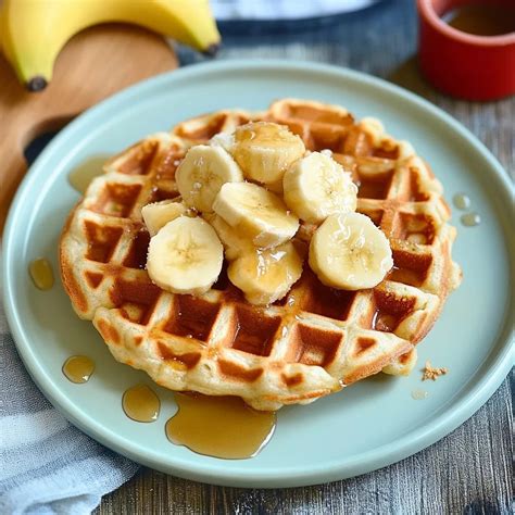 Bananenwaffeln ohne Zucker auf Teller mit frischem Obst