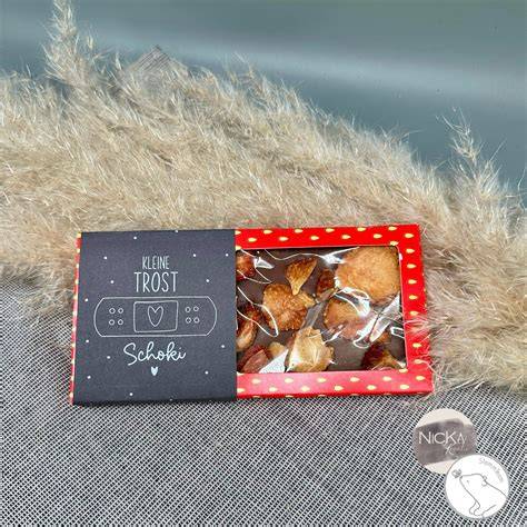 Banderole ausgeschnitten und um Mini-Schokolade gelegt