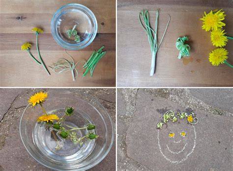 Basteln und Stempeln mit Löwenzahnblüten - Familienzeit beim Marmeladekochen