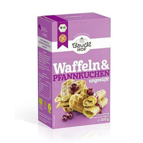 Bauckhof Waffel & Pfannkuchen Backmischung Packung und Zutaten
