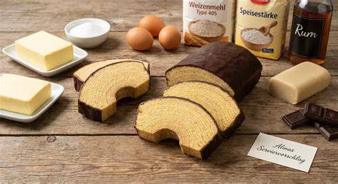 Baumkuchen in Scheiben serviert