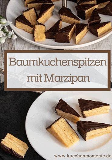 Baumkuchenspitzen mit Schokoladenglasur und Marzipandekor