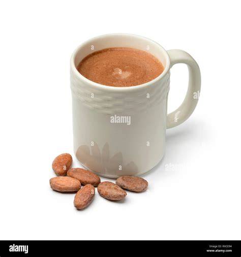 Becher heißer Kakao, Schale mit Kakaobohnen