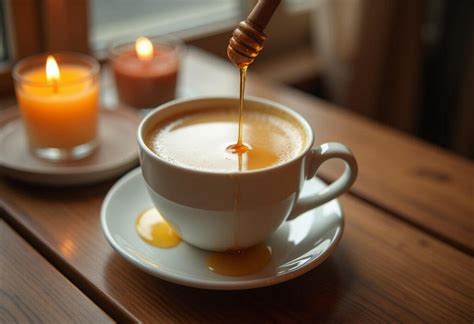 Becher warme Mandelmilch mit Honig und Zimtstange