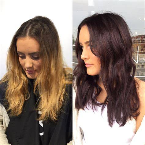 Before-After Dark Chocolate Brunette Salon Ergebnis