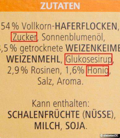 Beispiel: Zutatenliste mit verstecktem Zucker markieren